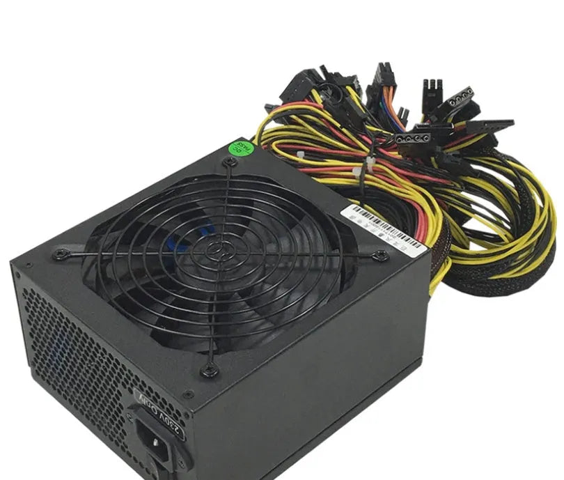 Black ATX server power supply for AMD computers with 110V compatibility and 2000W capacity