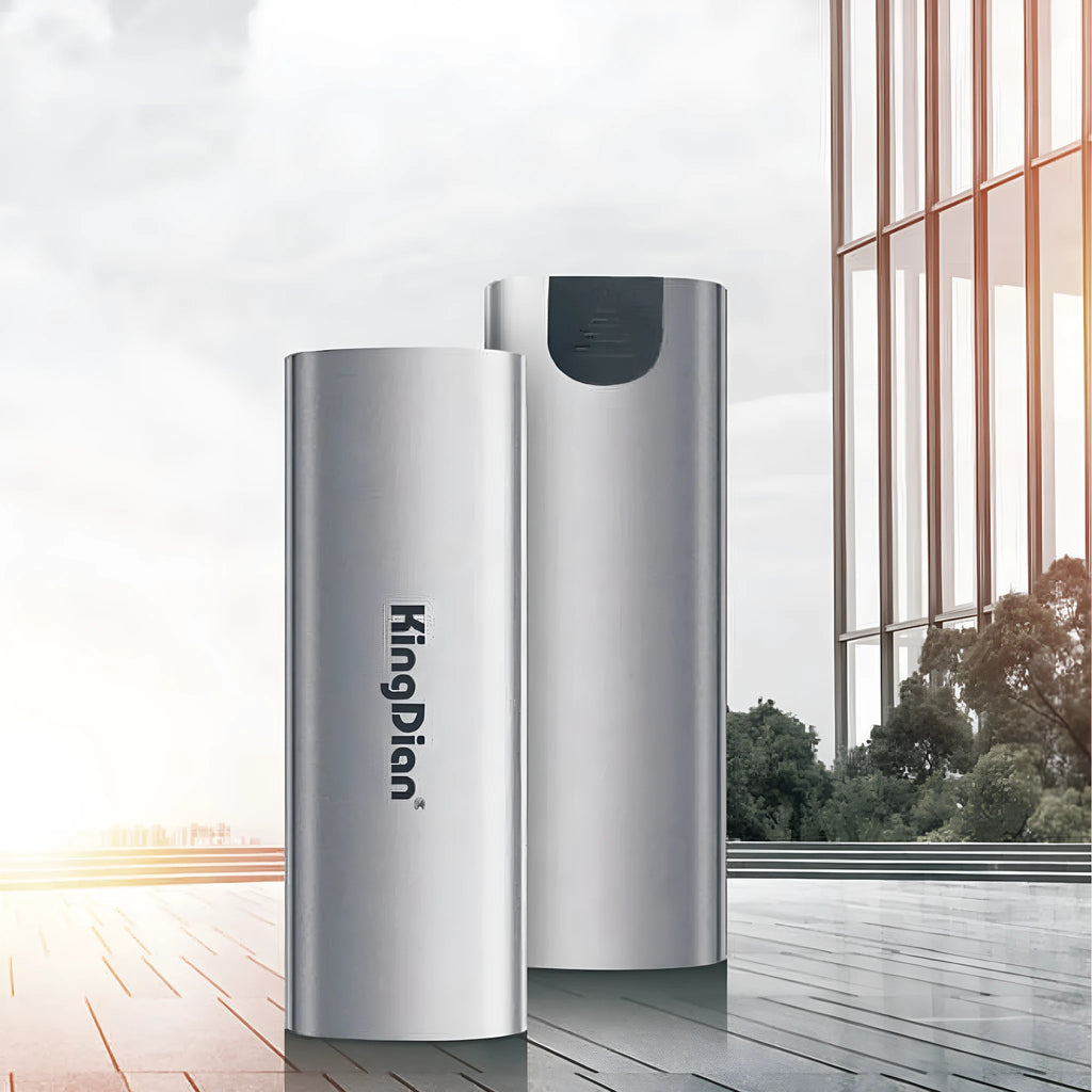 Grey mobile SSD external hard drive for phones with USB 3.0 connection