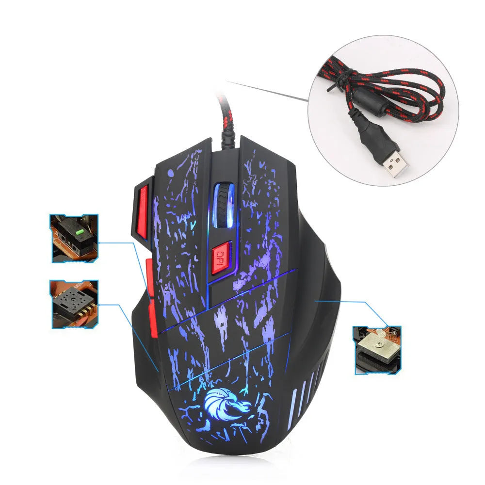 H300BK colour wired gaming mouse with luminous effects and ergonomic design