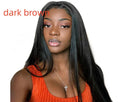 Long straight synthetic wig with centre-parted bangs in high-temperature fibre, black dark brown light brown colours