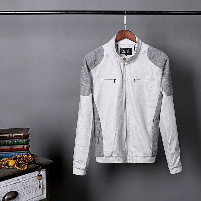 Men's thin linen jacket in regular fit available in blue, grass green or heather grey colours