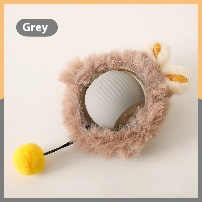 Silicone cat rolling ball toy in three colour options for self-play and feline entertainment