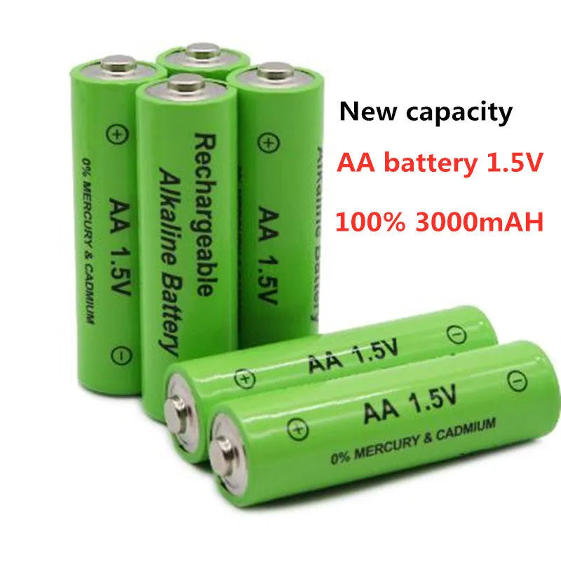 Pack of industrial alkaline rechargeable AA batteries with 3000mAh capacity