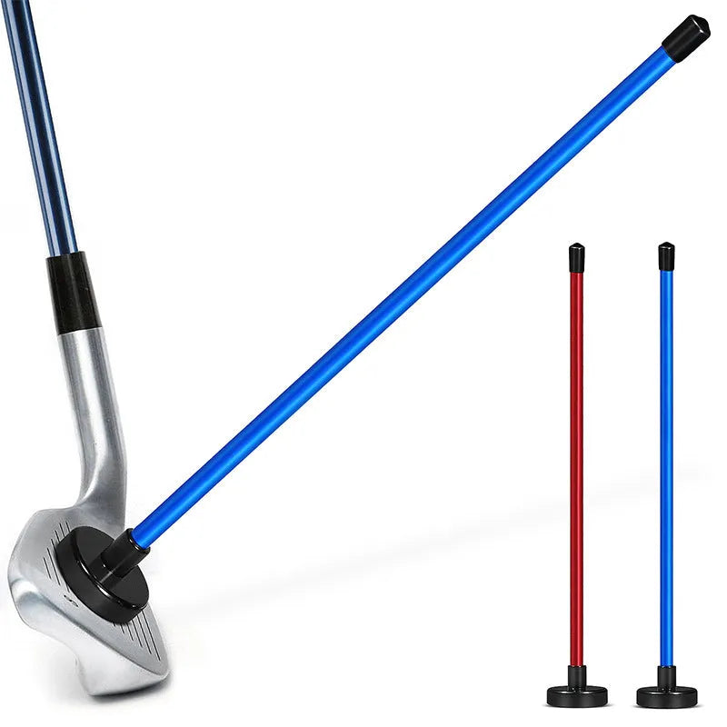 Red aluminium alloy golf swing trainer with magnetic baseball bar alignment design