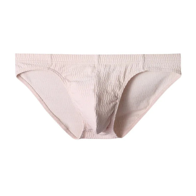 Men's solid colour pure cotton triangle briefs with a mid-waist waistband.
