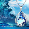 Blue heart-shaped moonstone pendant on alloy women's necklace