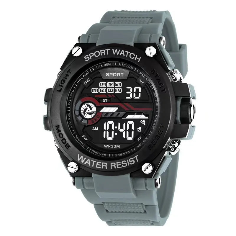 Digital watch with LCD display in multiple colour options for teenagers and students