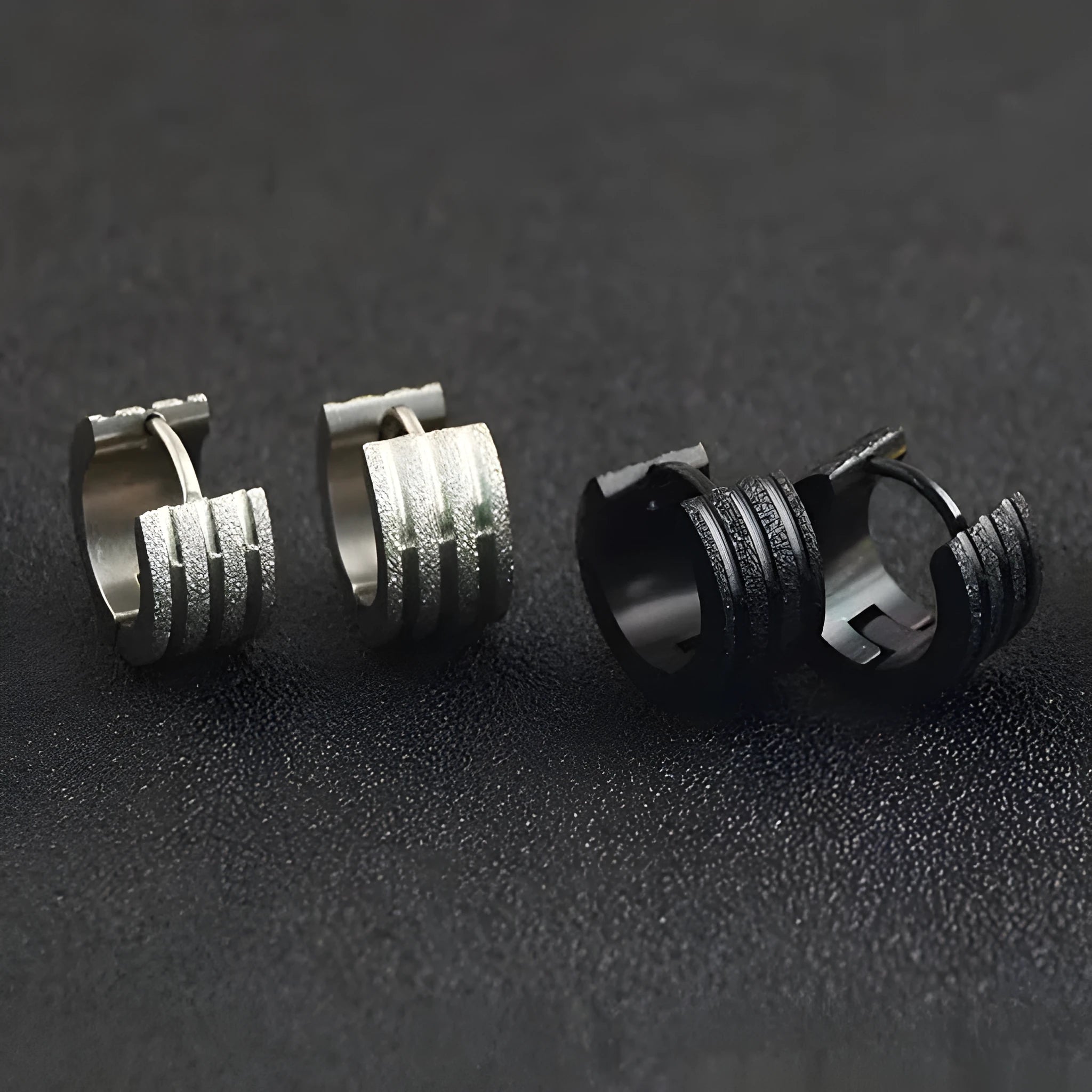 Geometric three-line frosted earrings in titanium steel with Korean styling
