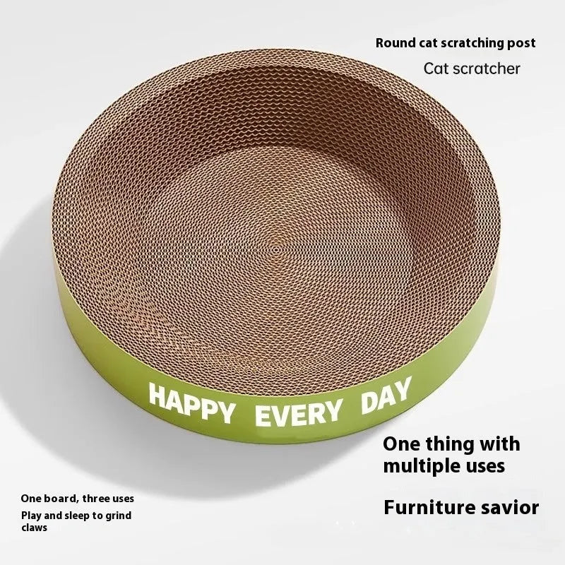 Green round cat scratching board nest with sisal surface, 50cm diameter cat bed