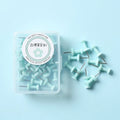 Macaron coloured plastic push pins in cherry blossom pink, mint green and lavender, small and large sizes