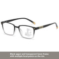 Anti blue light multifocal reading glasses with photochromic colour changing lenses in various frame styles