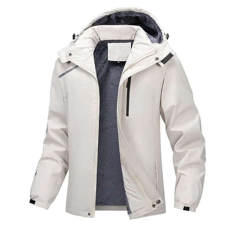 Men's plus size loose fit hooded winter coat in Army Green colour