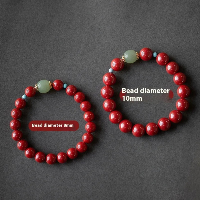 Purple Gold Sand cinnabar and Hetian Jade bead bracelet with elliptical geometric shapes in cartoon style