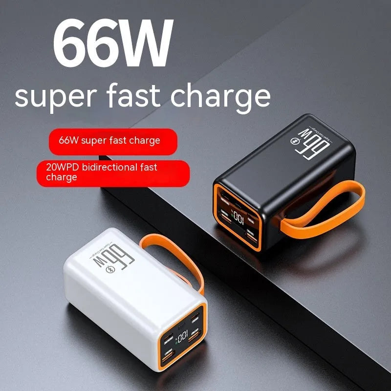 Black and white PD66W 20000mAh fast charge portable power bank.