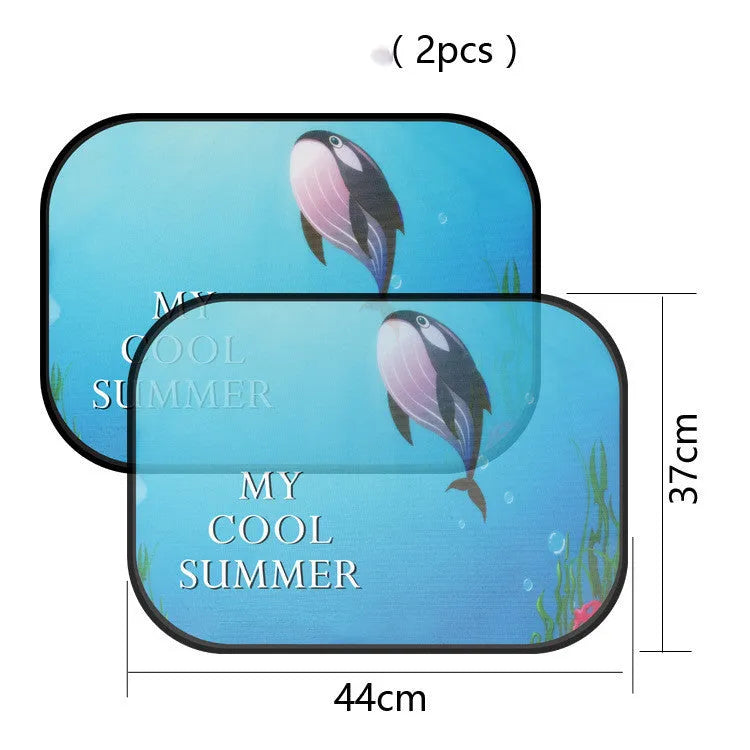 Electrostatic adsorption nylon mesh car sunshade pair for side windows in Giraffe Pair size