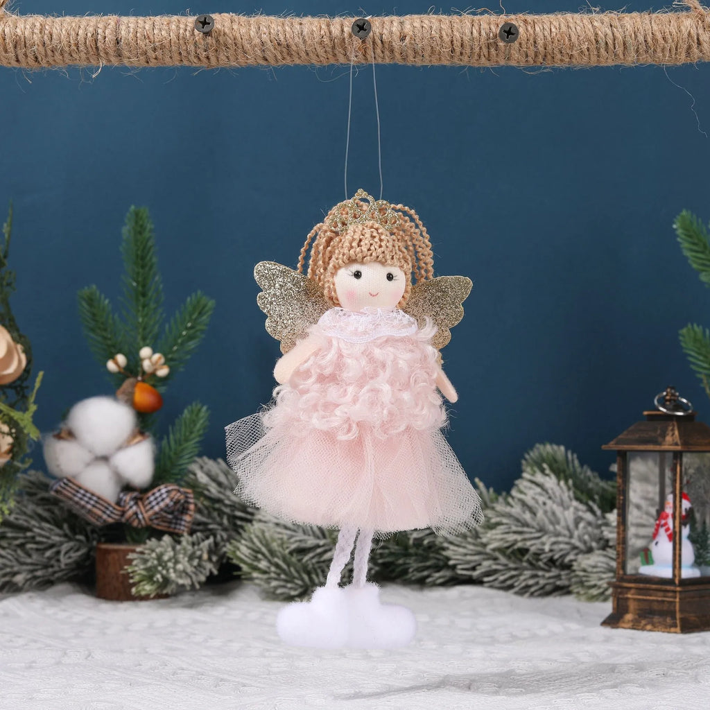 Girl's Christmas angel hair pendant in fabric with high ponytail attachment