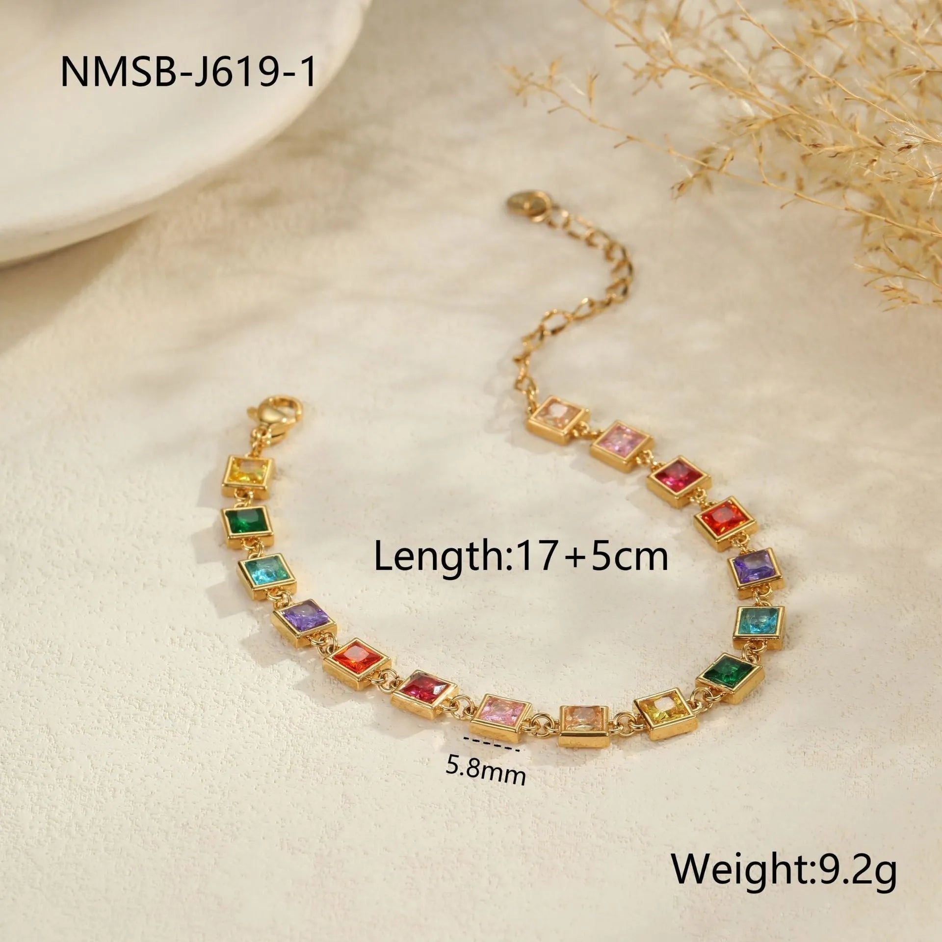 Women's geometric stainless steel bracelet in gold or silver colour with heart, circle and square designs
