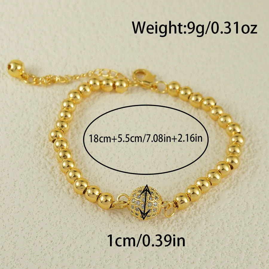 Arabic-style copper bracelet with heart shape and round zircon stones, electroplated women's jewellery