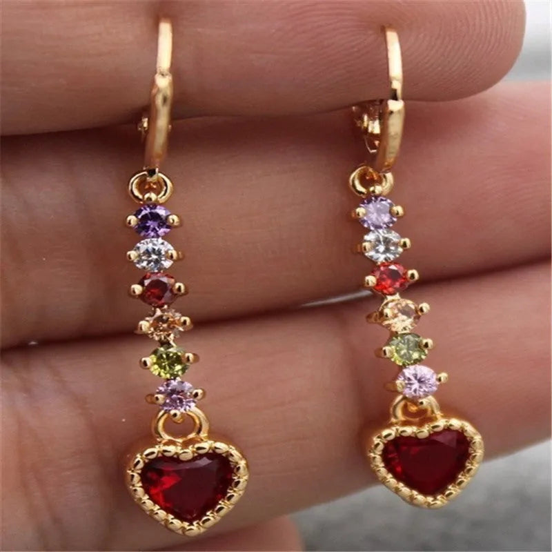 Women's heart-shaped fashion earrings in gold or silver electroplated finish