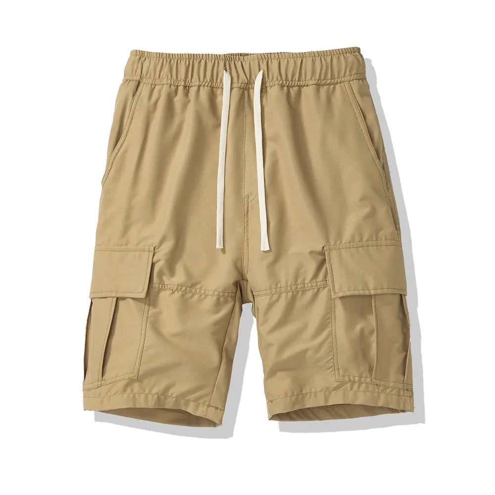 Men's multi-pocket loose cropped pants in micro-elastic polyester fabric shown in available colours