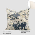 Blue wool blended decorative cushion with abstract flower pattern, shown in square and waist sizes.