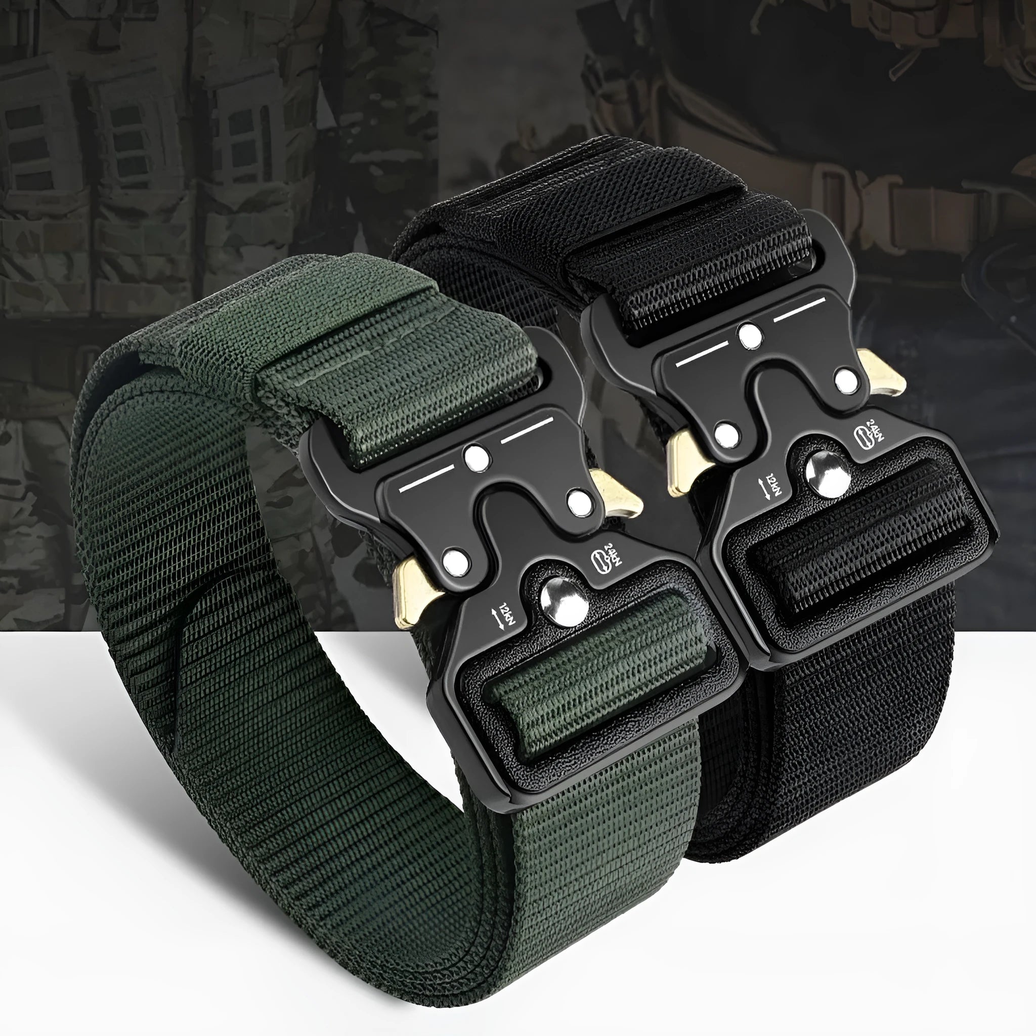 Men's thick canvas tactical belt with alloy quick-release buckle in various colours