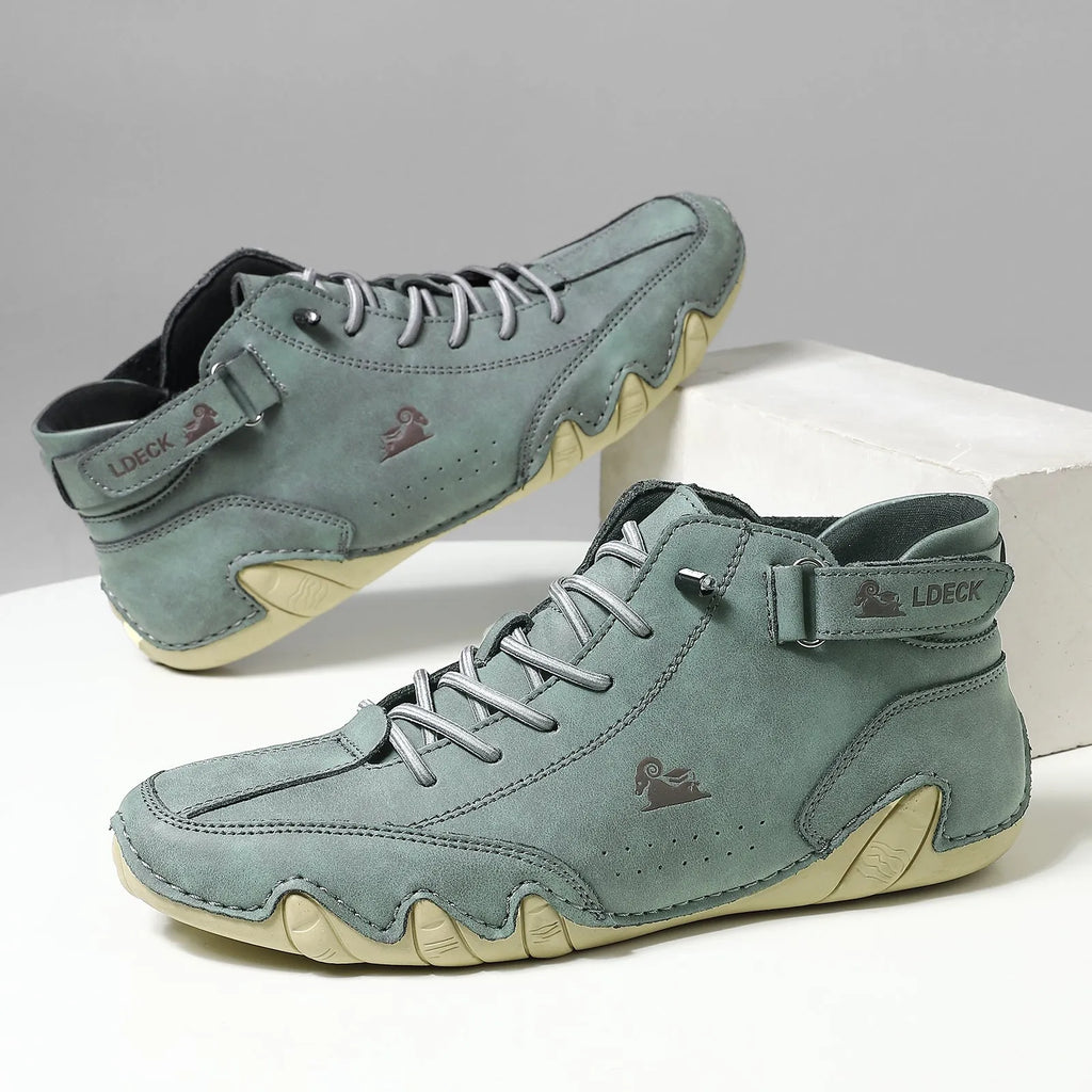 Men's high top octopus shoes in khaki colour with microfiber upper and rubber sole