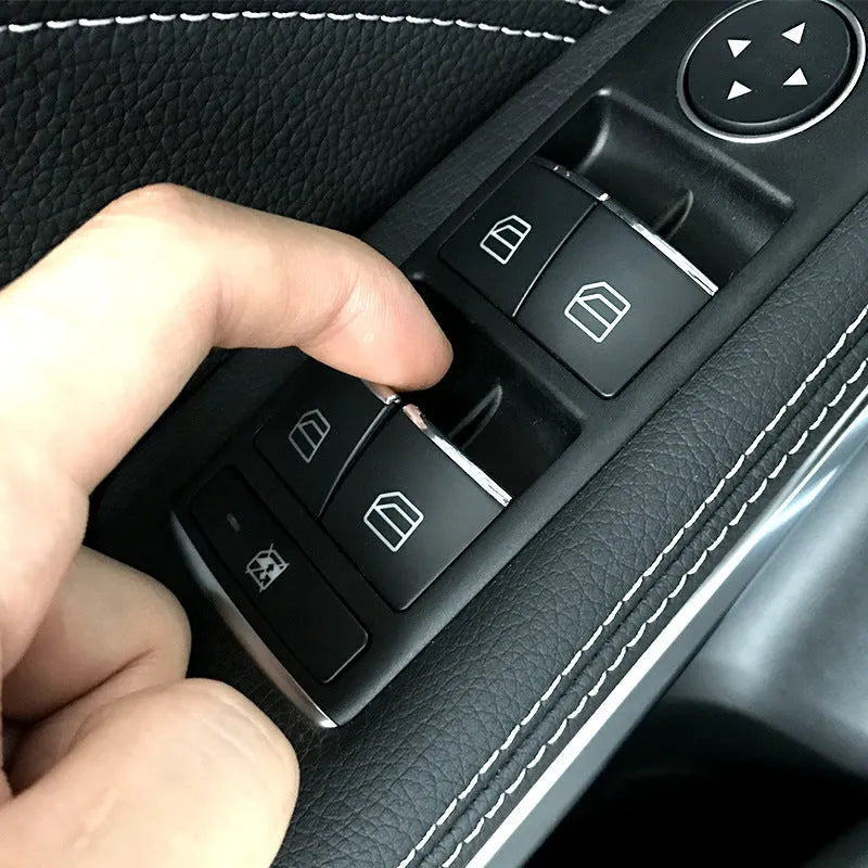 Black glitter decorative sticker for type 0 car window lift button with adhesive backing