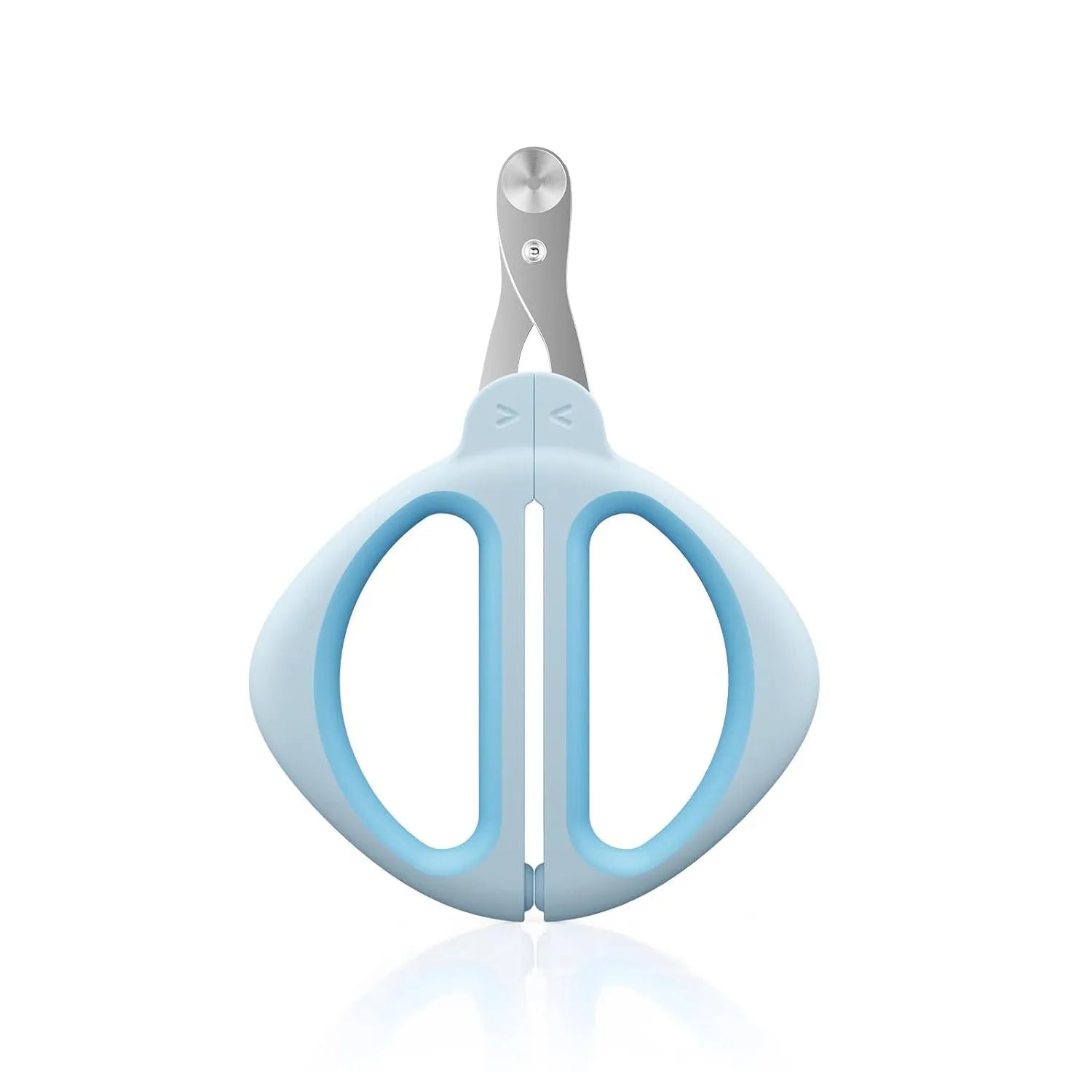 Cat nail clipper with positioning hole and non-slip handle in pink or blue colour
