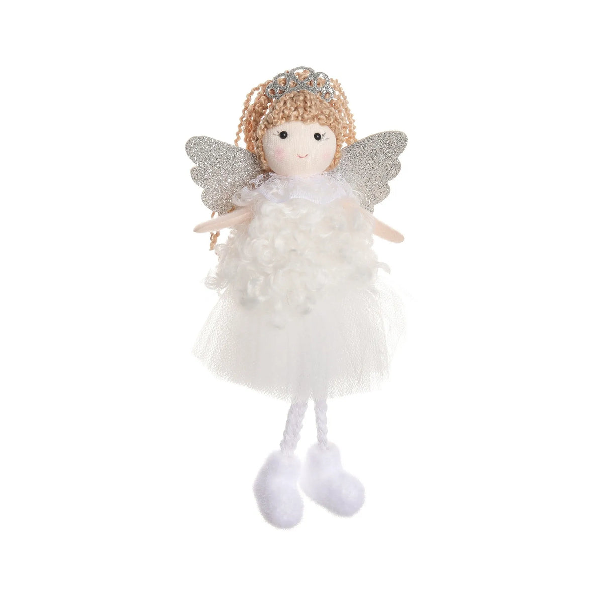 Girl's Christmas angel hair pendant in fabric with high ponytail attachment