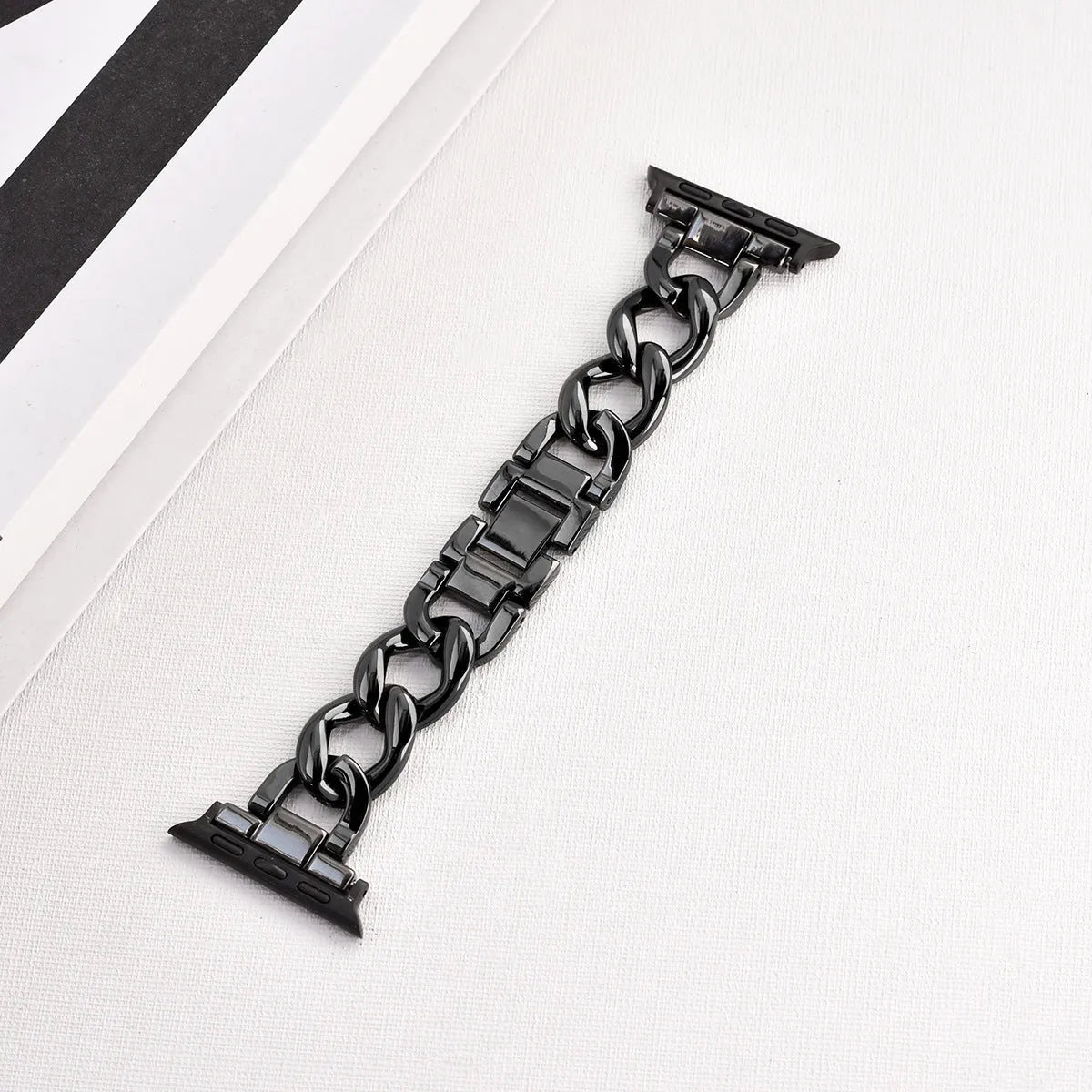 Denim chain metal Apple Watch strap in silver, black, gold, rose gold, and starlight colours for 38-49mm models