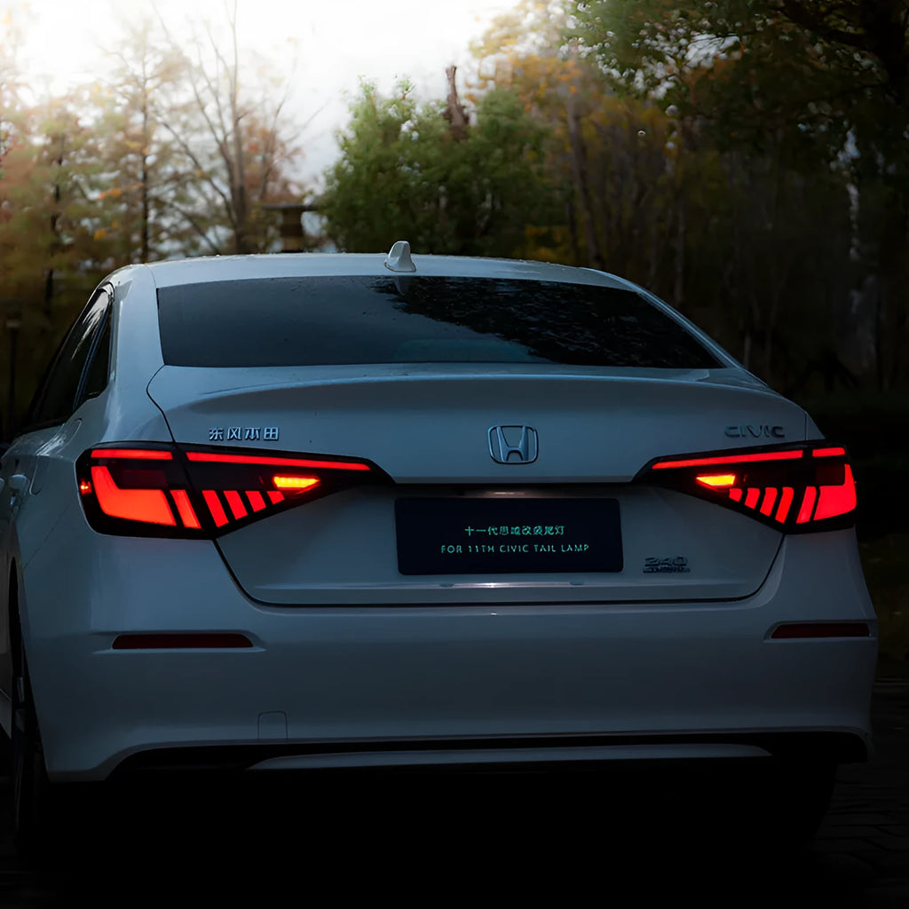 11th generation Honda Civic modified LED tail light assembly in black and red colour option.