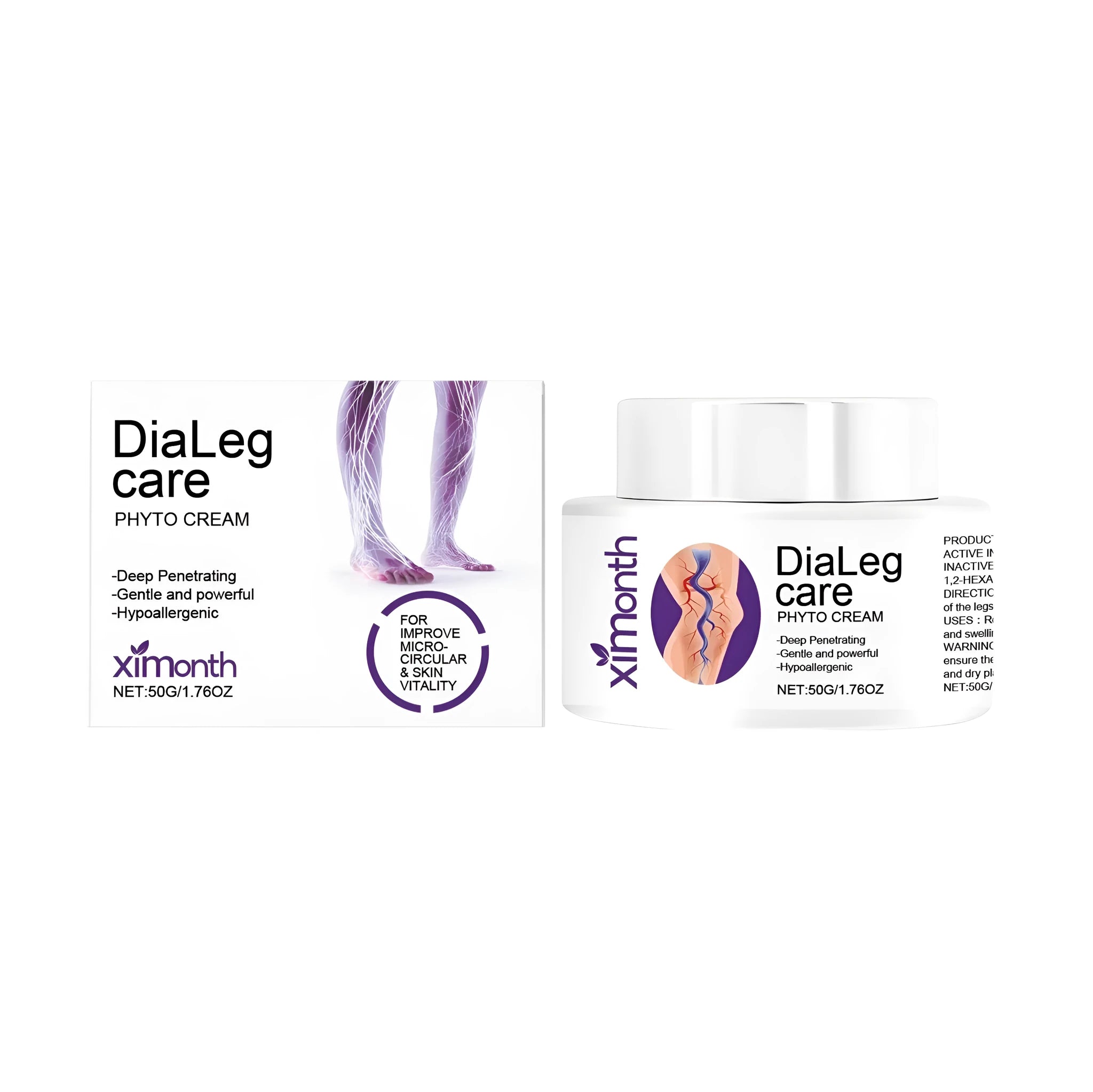 50g tube of varicose vein care cream with mint and shea butter ingredients