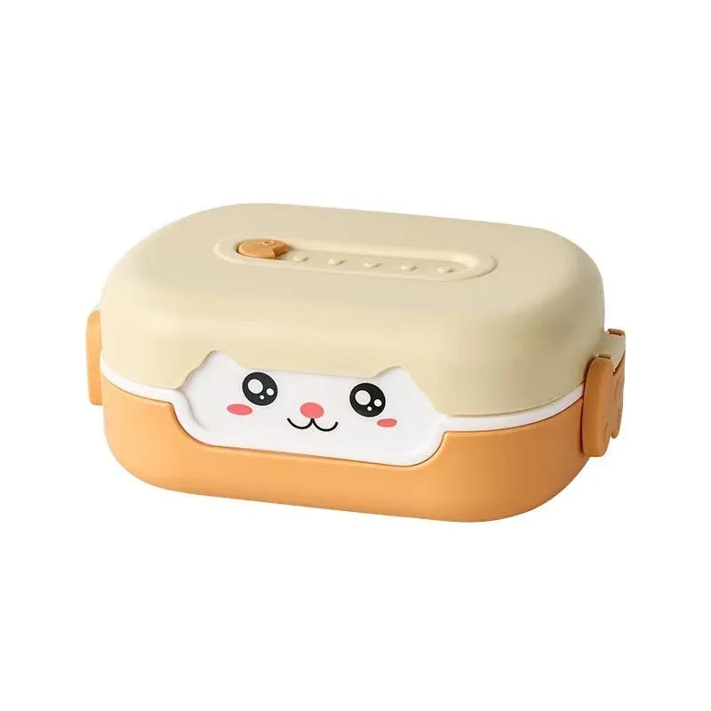 Children's square plastic divided lunch box with microwave-safe feature in three colour options