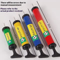 Plastic manual hand pump for inflating sports balls and balloons, shown in mixed colour.