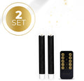 Black LED taper candle with realistic 3D flame effect, measuring 18cm tall
