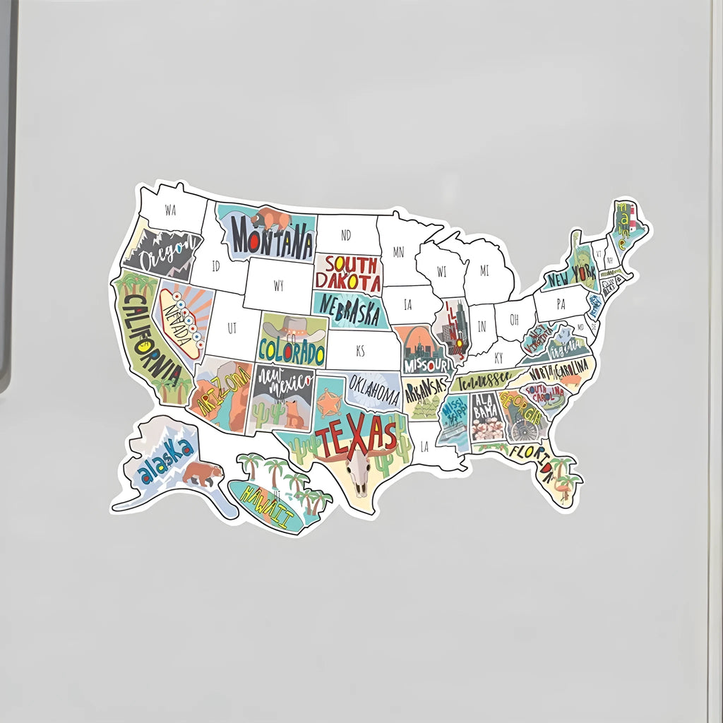 Travel destination car sticker set with map designs and letter styles for vehicle decoration
