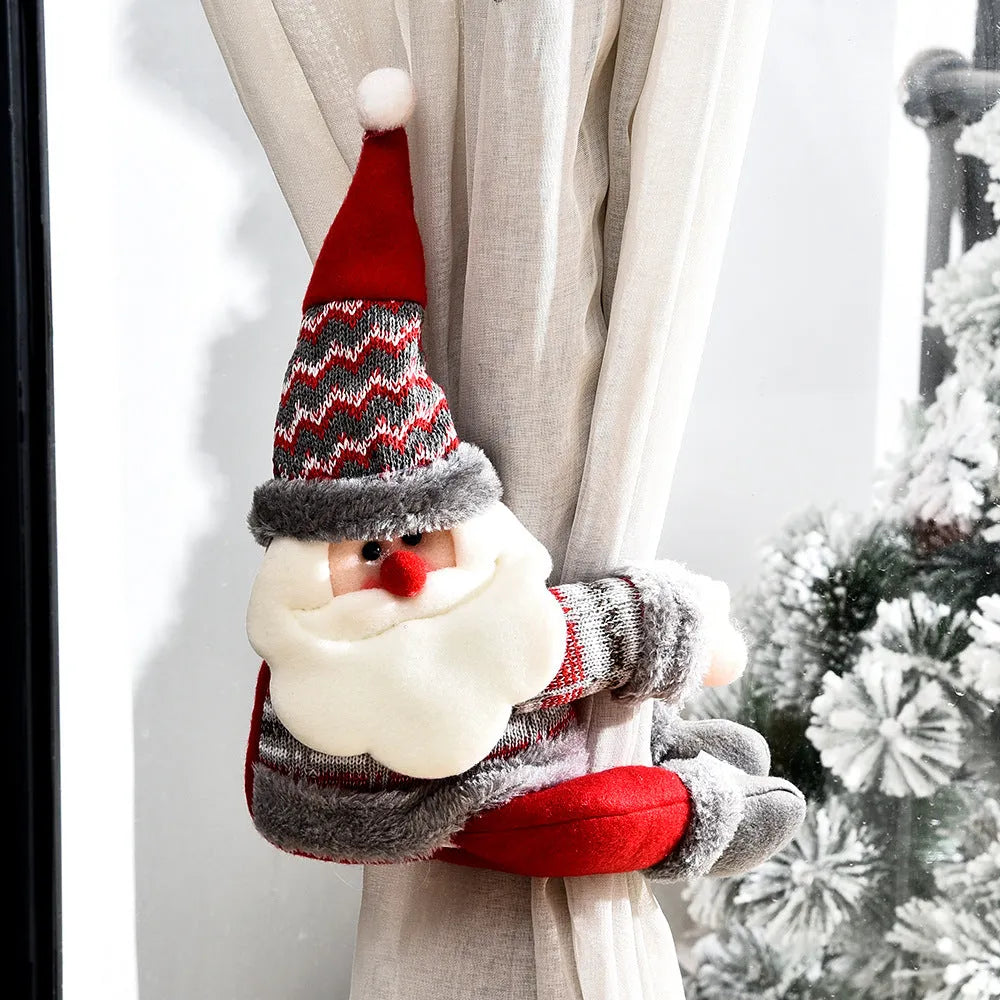 Christmas curtain decorative button cartoon doll cloth curtain buckle in Santa, reindeer, or snowman style