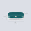 Green modern minimalist jewelry storage box with multi-layer compartments measuring 17 by 11 by 4.6 centimetres