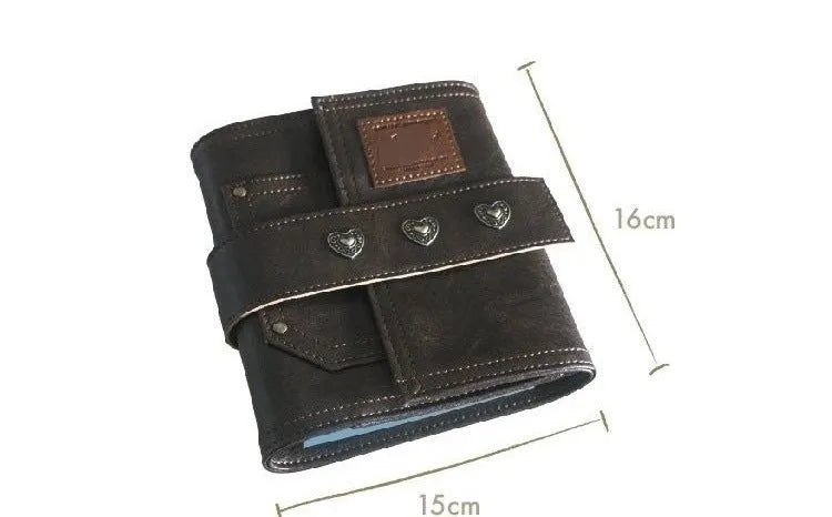 A7 brown retro leather buckle notebook with loose-leaf binding and PU cover