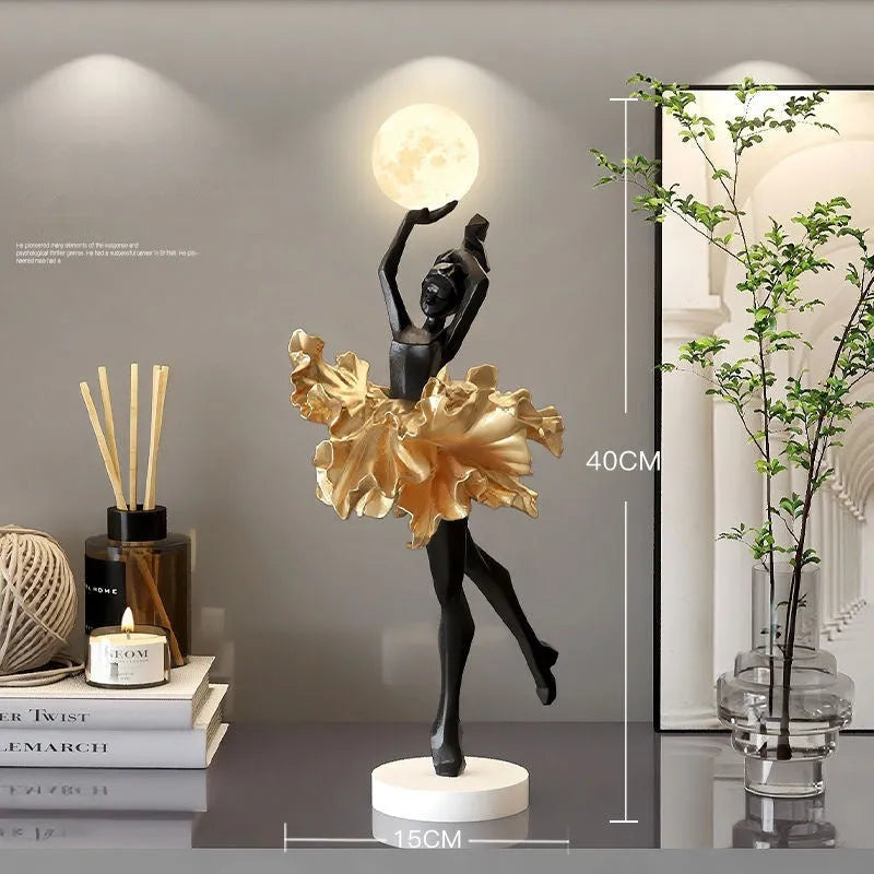 Art girl atmosphere small night lamp in black gold, white, pink, or light blue colour with USB charging