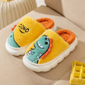 Cotton plush couple slippers in dinosaur colours with thickening construction for indoor warmth