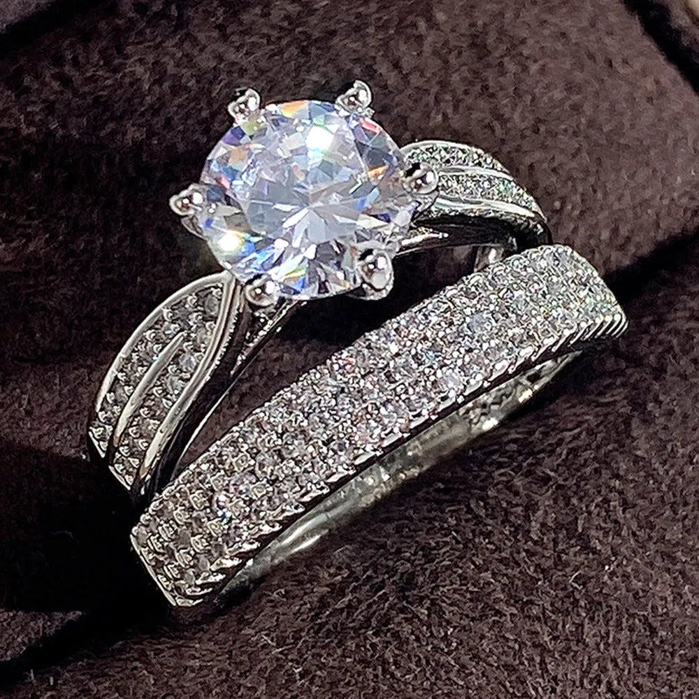 White gold colour alloy wedding combined ring simple bracelet with geometric shape and round elements