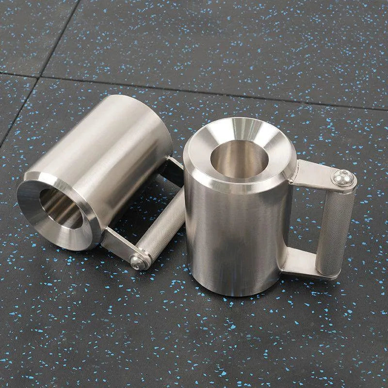 Single silver stainless steel dumbbell cup weight, 8kg, for adjustable fitness equipment.