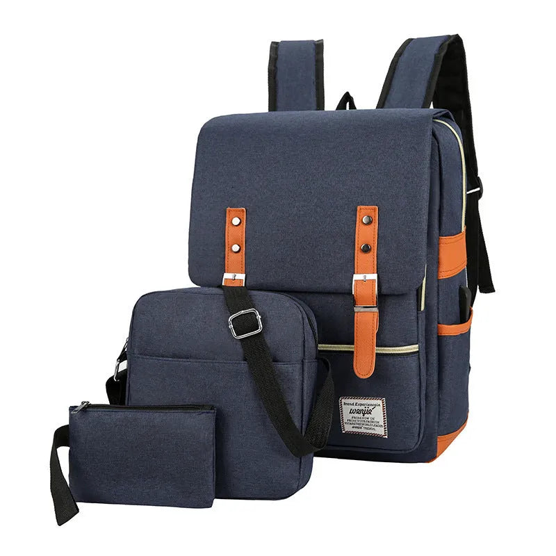 Three-piece waterproof business backpack in Oxford cloth with curved shoulder straps