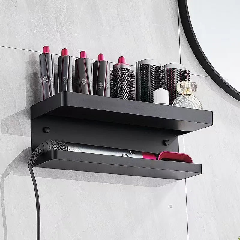 White double-layer bathroom storage rack for Marcel wavers with punch-free installation