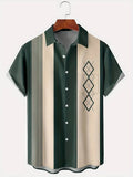 Men's loose fit plaid short-sleeved shirt with lapel in polyester fabric