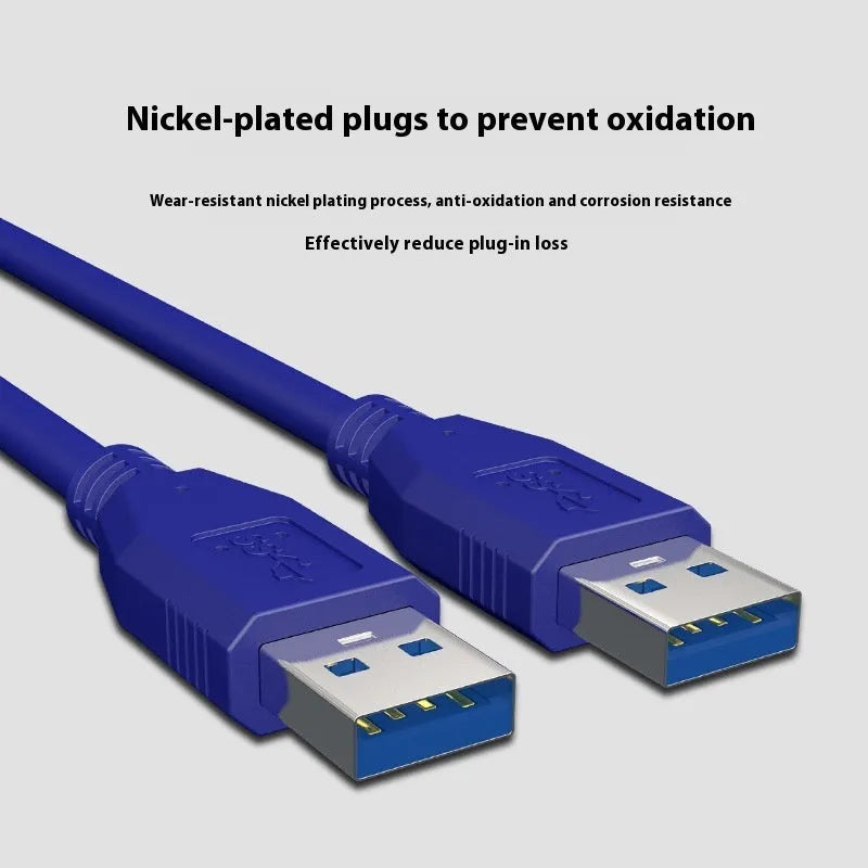 USB 3.0 A male to A male data cable for hard drive connection with nickel-plated connectors