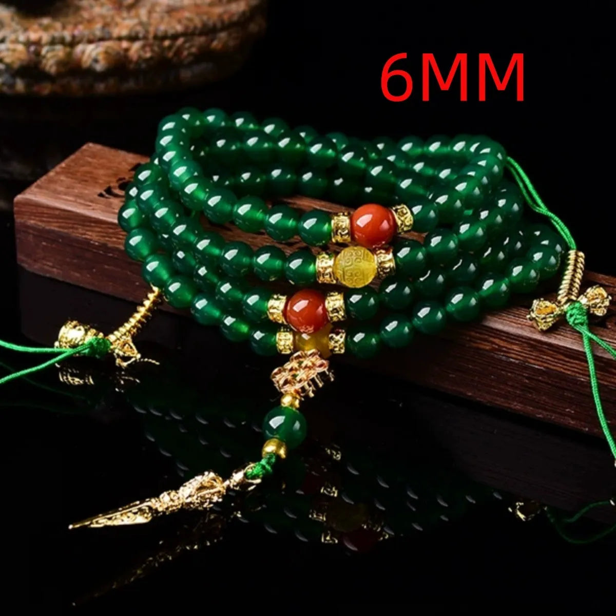 Brazilian natural green agate multi-circle bracelet for men and women on a wrist