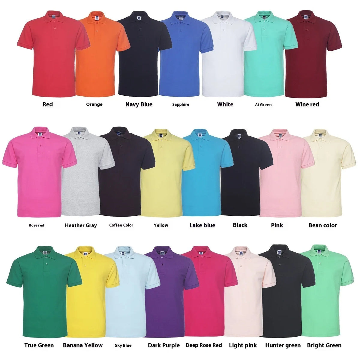Men's loose fit solid colour short sleeve polo shirt on a hanger, shown in a plus size.